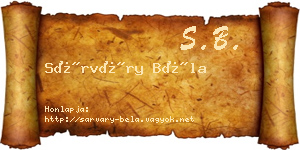 Sárváry Béla névjegykártya